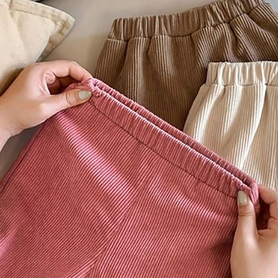 Pantalones de pana para bebés y niños, pantalones informales de pierna recta cálidos térmicos con forro polar para invierno, ropa para niños y niñas - imagen 5