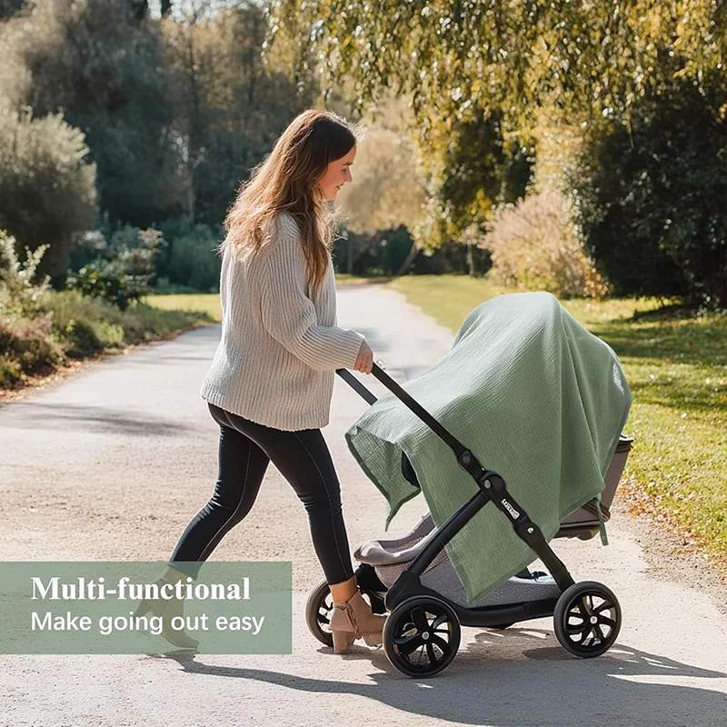 Cubierta de lactancia para madre, cubiertas de muselina para alimentación de bebé, cubierta multifuncional portátil para salida, cochecito de bebé de 71x95cm - imagen 4