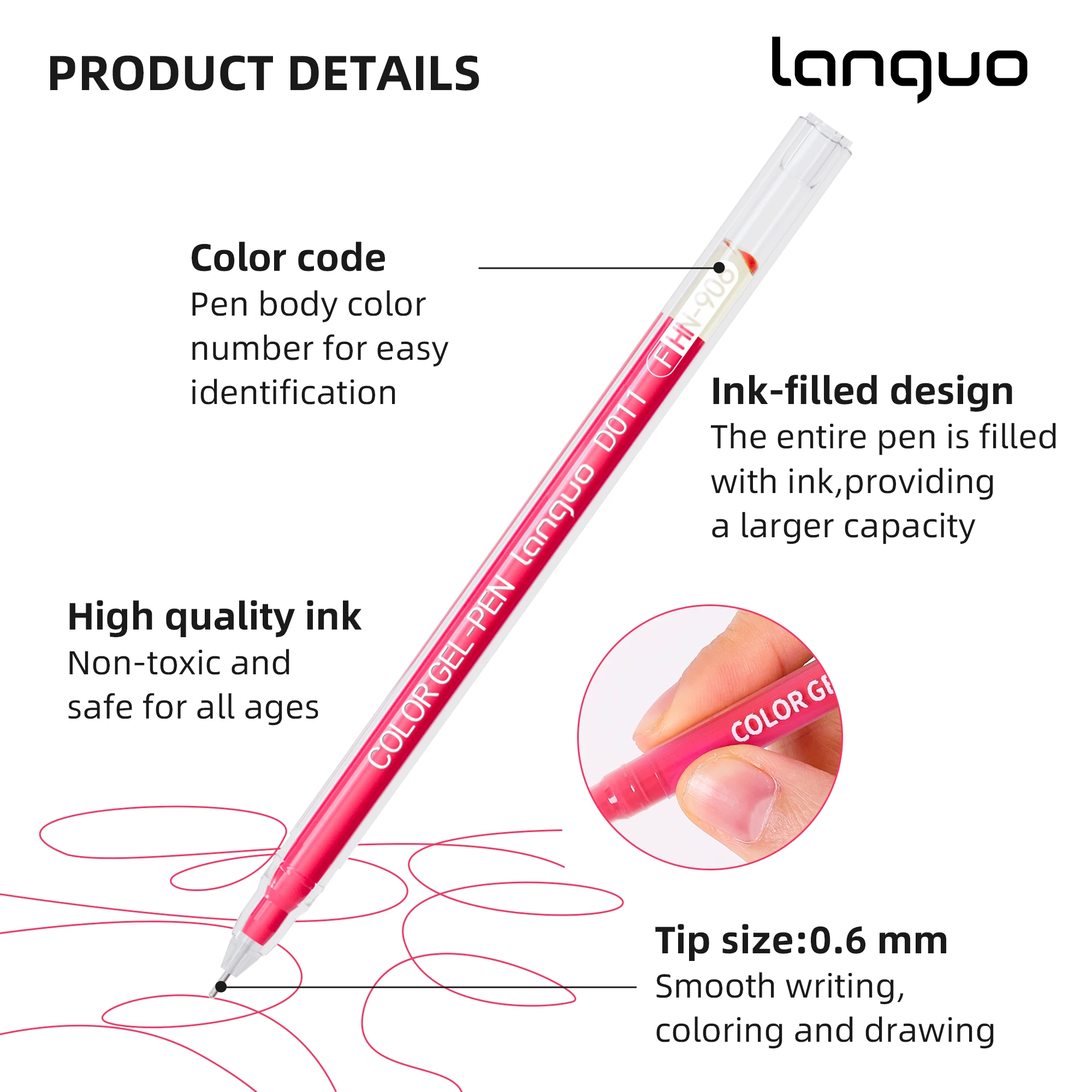 Juego de bolígrafos de Gel para pintura de Color, con caja de almacenamiento, punta de aguja de 0,6mm, bolígrafos de tinta de gran capacidad de Color rico, suministros de arte para diario, tarjetas, bricolaje - imagen 3