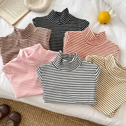 Camisa a rayas para niños – Manga larga cuello alto clásica
