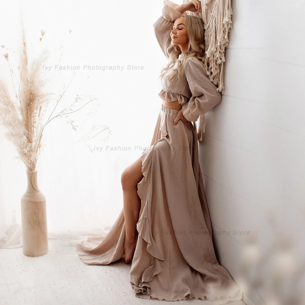 Vestido premamá bohemio de algodón para sesión de fotos - imagen 4