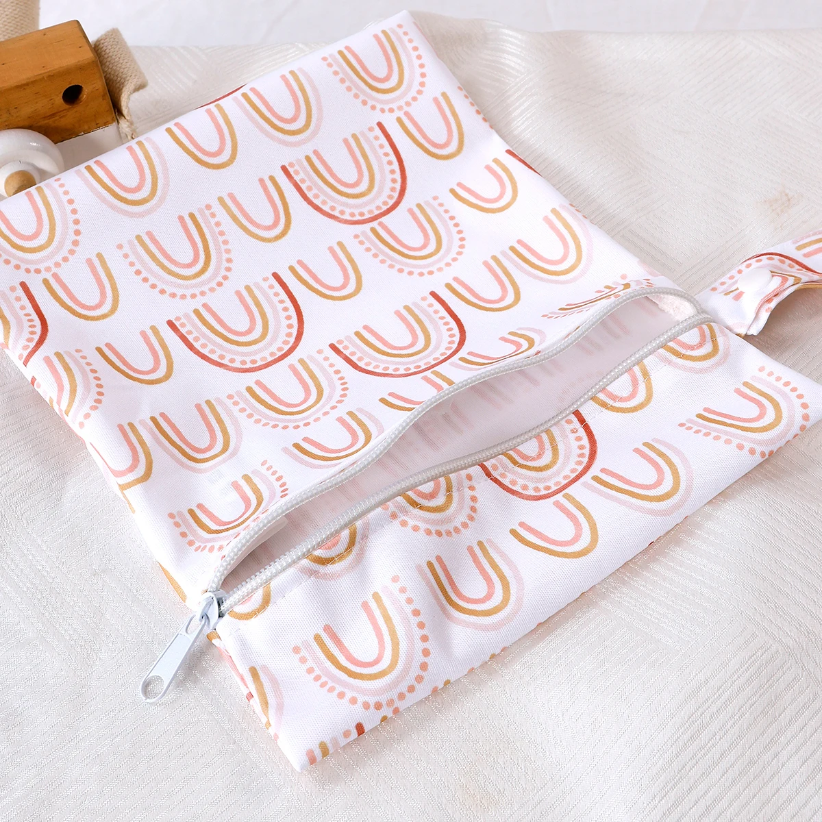 Elinfant Bolsa seca y húmeda portátil de 3 piezas, bolsa de almacenamiento con dos bolsillos y asa con cremallera, bolsa de gimnasio para piscina y playa, bolsas para pañales - imagen 4