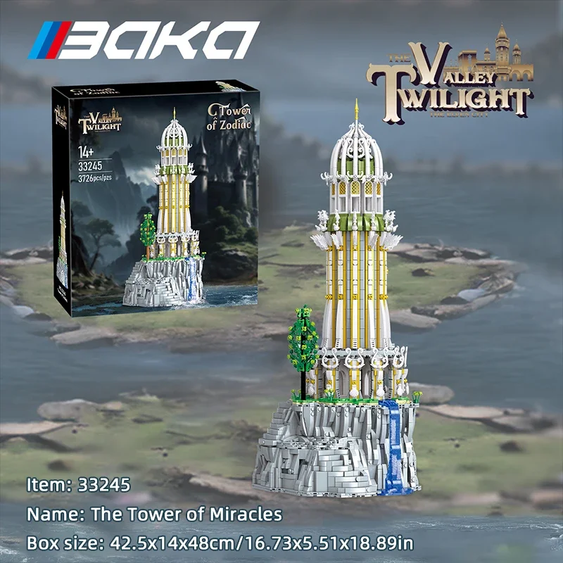 Bloques de construcción de la Torre de milagros para niños, modelos de faros de mito europeo, juguetes de decoración de escritorio, regalos de vacaciones, 3726 Uds. - imagen 5
