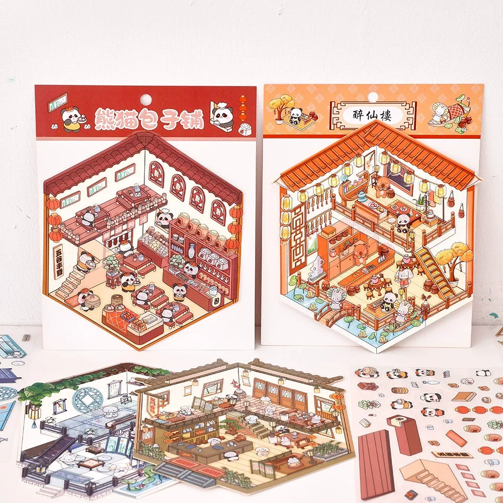 Pegatinas 3D bonitas y creativas para diario, pegatinas impermeables, Material de papel, Kit de álbum de recortes, material escolar para niñas