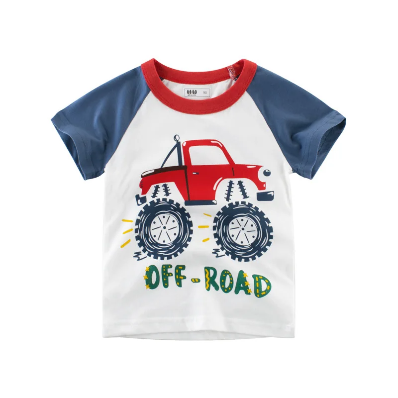 Camiseta manga corta algodón para niños con estampado coche animado