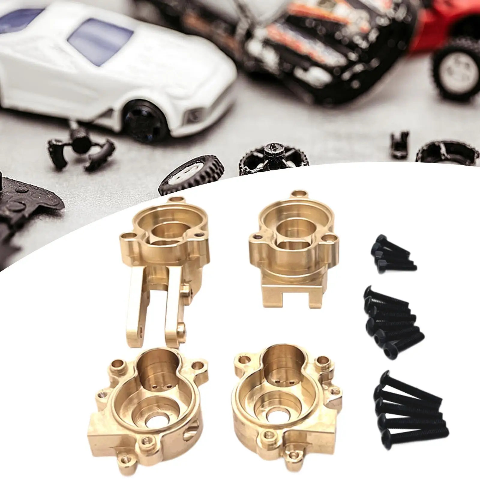 4Pcs 1/10 Rear Steering Knuckles and Gear Cover Brass Rear Steering Cup Upgrade for Yk4106 Trucks RC Hobby Car Model Accessories