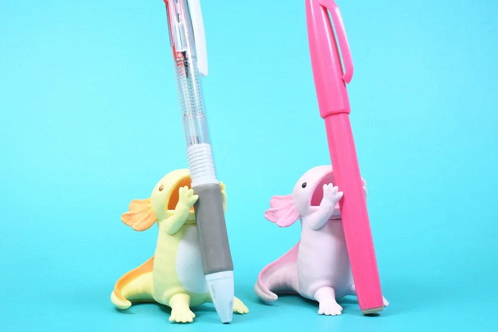 ¡Gell World Pakutto! Wooper looper cápsula juguetes kawaii adorable axolotl con sus figuras abiertas de boca puede contener un bolígrafo - imagen 3