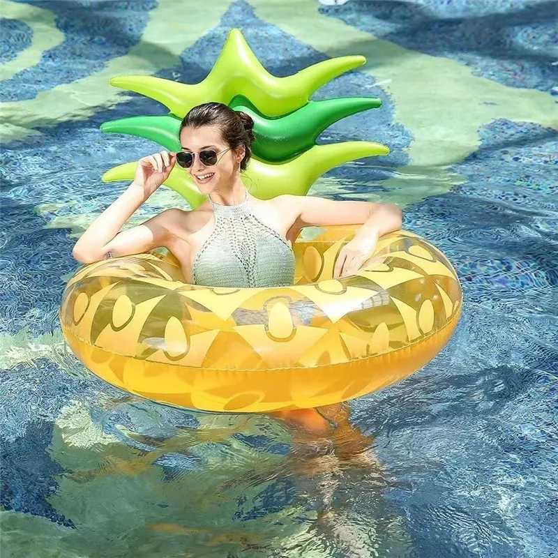 Juguete inflable gigante de piña, anillo de natación de estilo frutal, flotador circular para piscina, playa, verano, 120cm - imagen 3