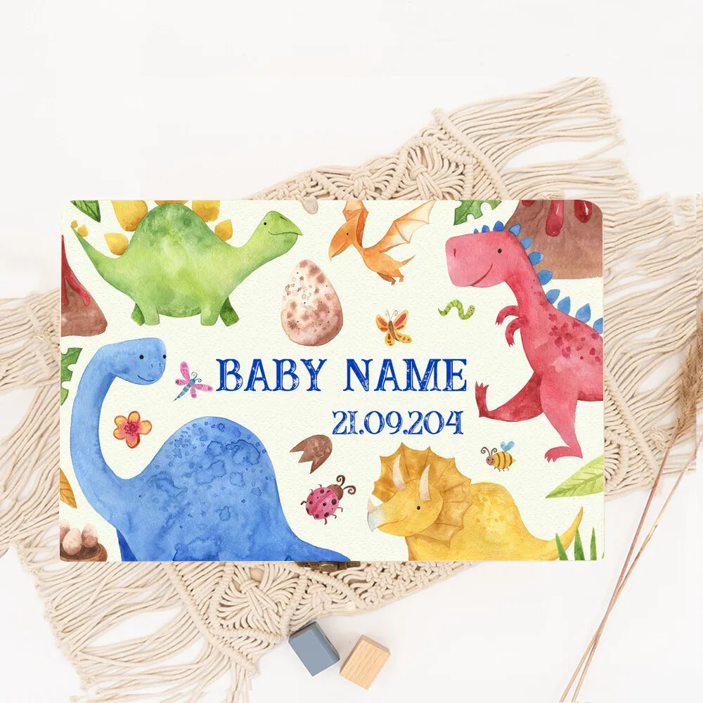 Dinosaurio personalizado con nombre para bebé, caja de memoria de madera, regalo de ducha para recién nacido, RECUERDO DE NACIMIENTO infantil, cajas de cordón Umbilical - imagen 4