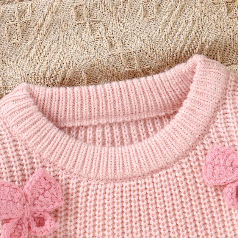 Pulls à manches longues avec nœud papillon pour bébés filles, pulls pour tout-petits, tricots pour nouveau-nés, vêtements d'extérieur à la mode, 1 à 3 ans - imagen 4