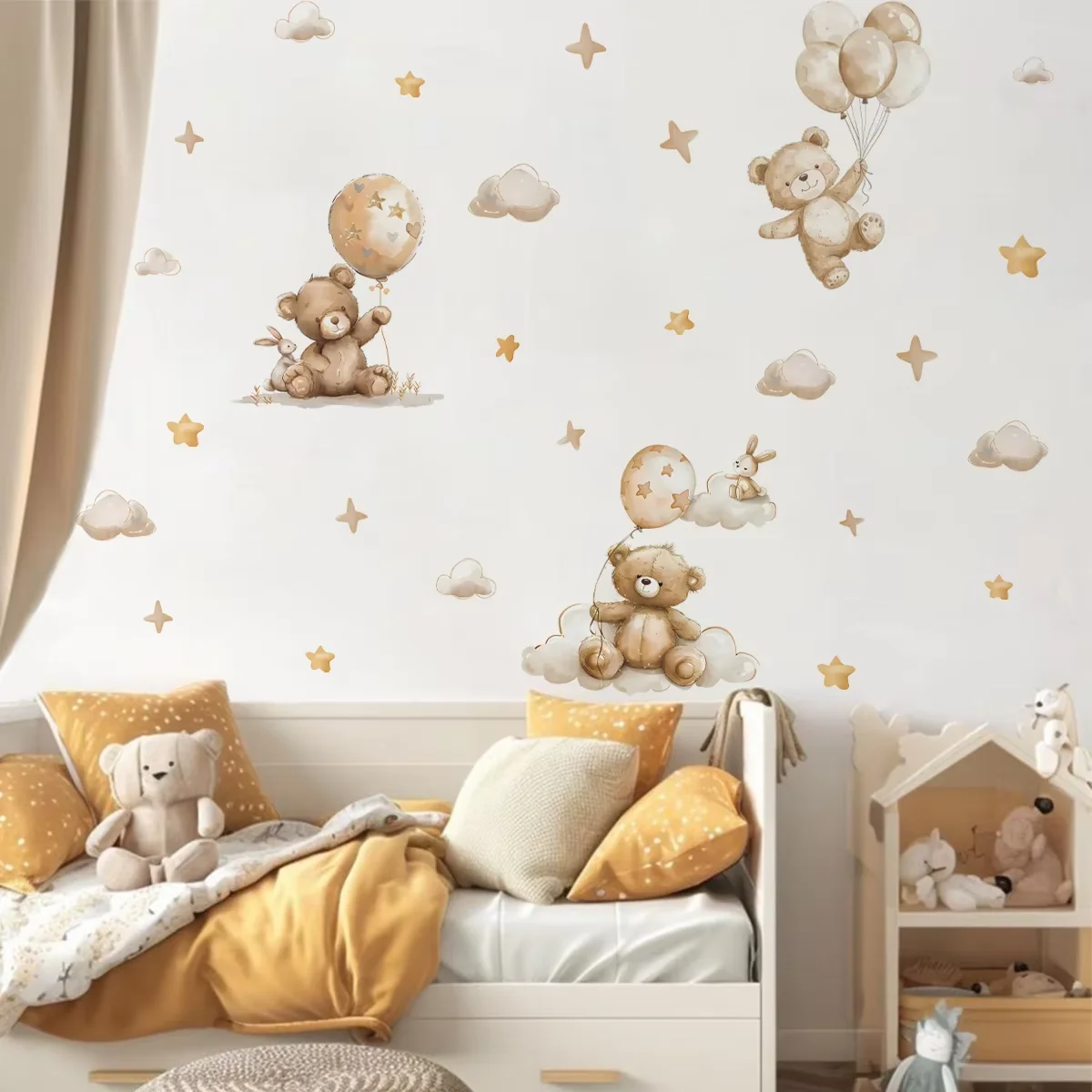 Pegatinas de pared con osos y globos – Decoración rosa infantil - imagen 5