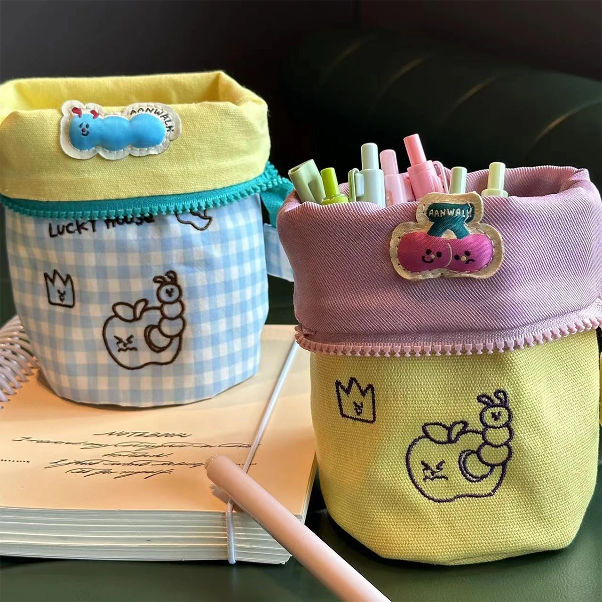 Bolsa de lápices color crema de gran capacidad, portalápices Kawaii para estudiantes, papelería de oficina, estuche de lápices coreano para volver a la escuela, novedad de 2025 - imagen 3