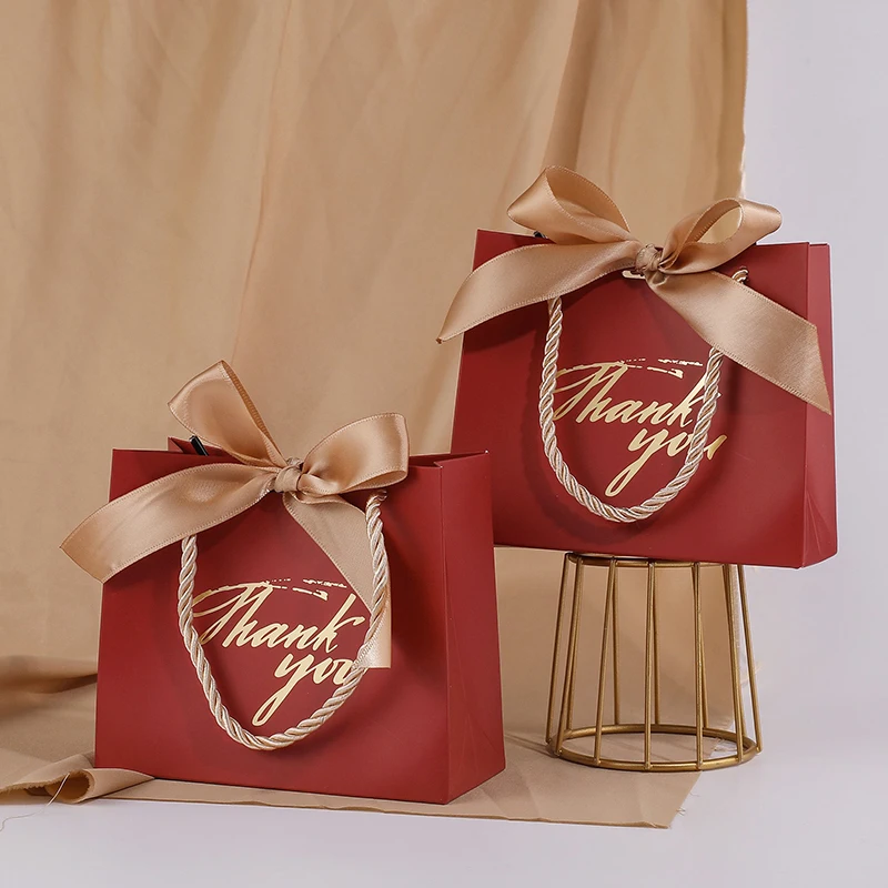 Bolsa de regalo bronceada "gracias", bolsa de papel reutilizable, disponible en varios colores, bolsas de recuerdo para fiesta de cumpleaños y boda, 6/12 Uds. ZYF - imagen 5