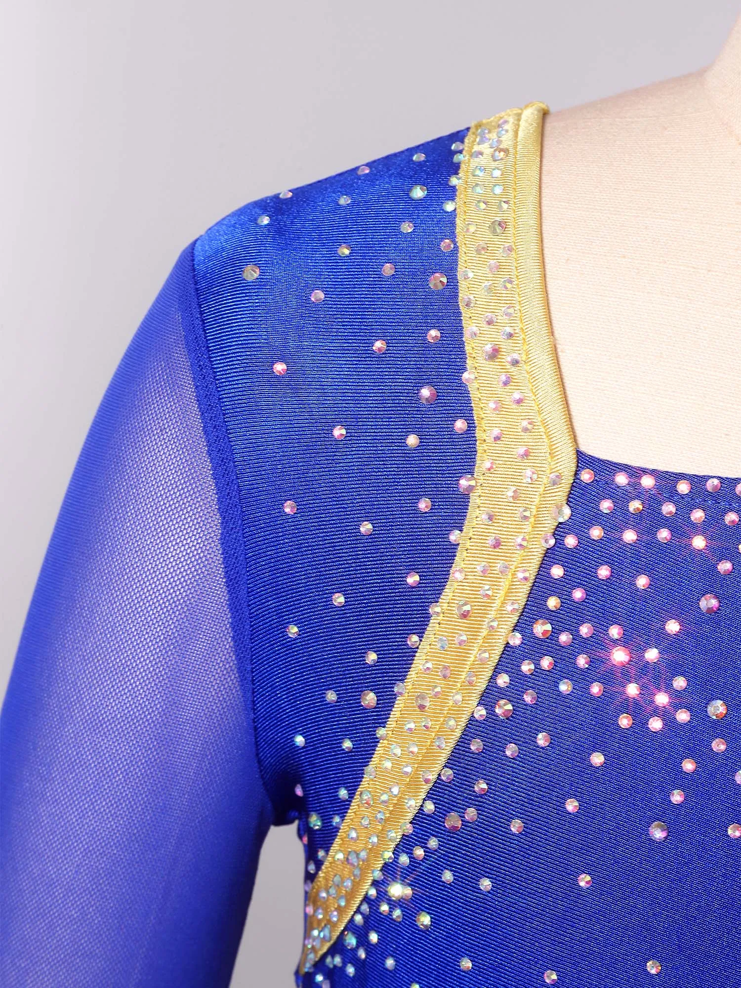 Vestido de ballet con pedrería brillante y tul de malla para niñas - imagen 3