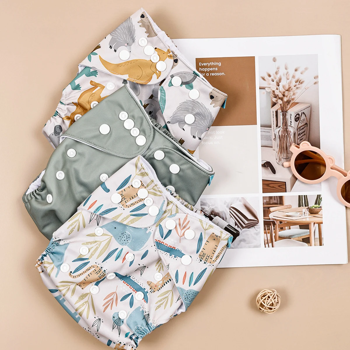 Happyflute-Juego de 3 uds de pañales de bolsillo, tela de ante, lavable interior y reutilizable, absorbente, ecológico, ajustable, cubierta de pañal para bebé, 3-15KG