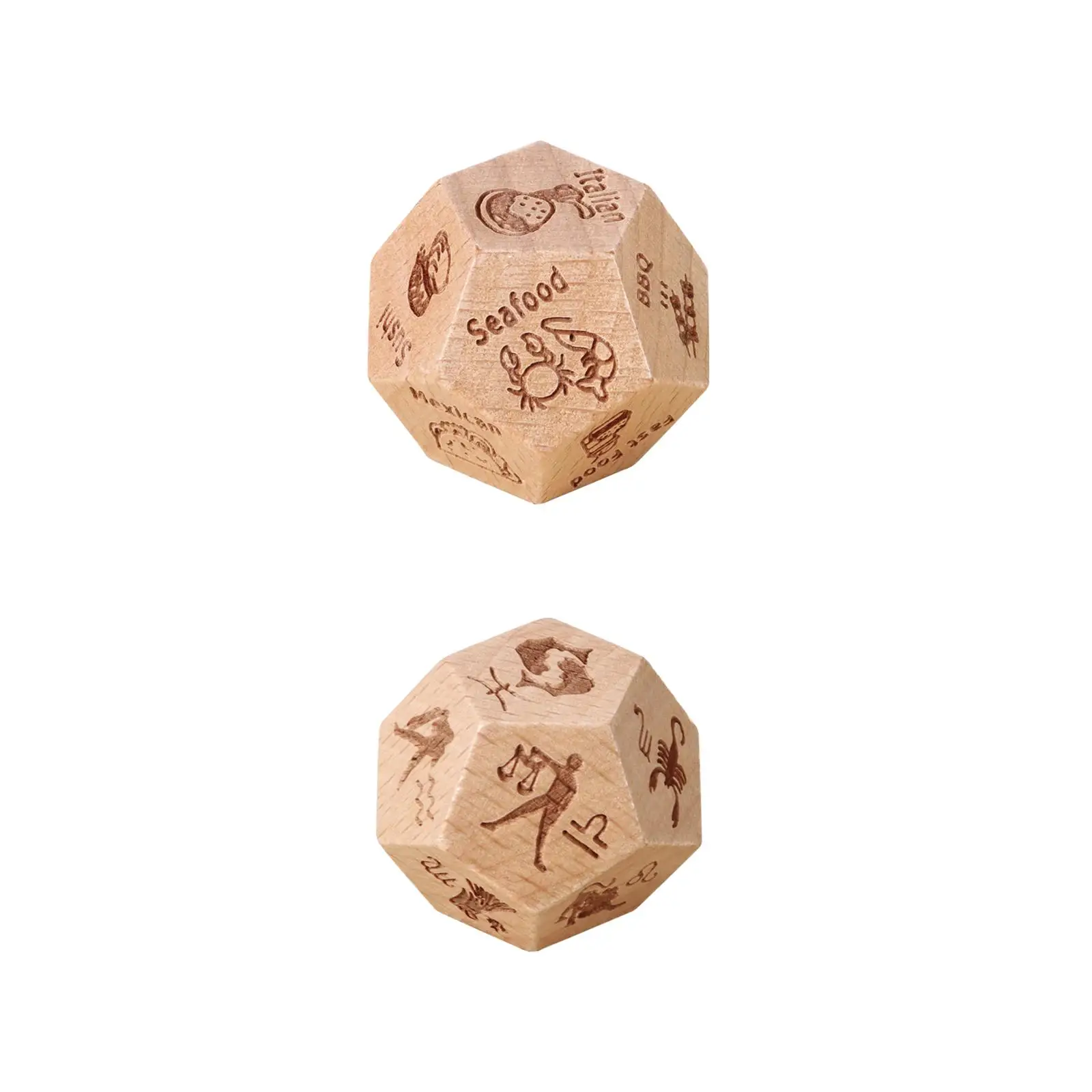 D12 Polyhedral Dice Date Night Dice Entertainment Toys, Wood Valentine's Day Gifts for Role Playing Game Card Game Table Game