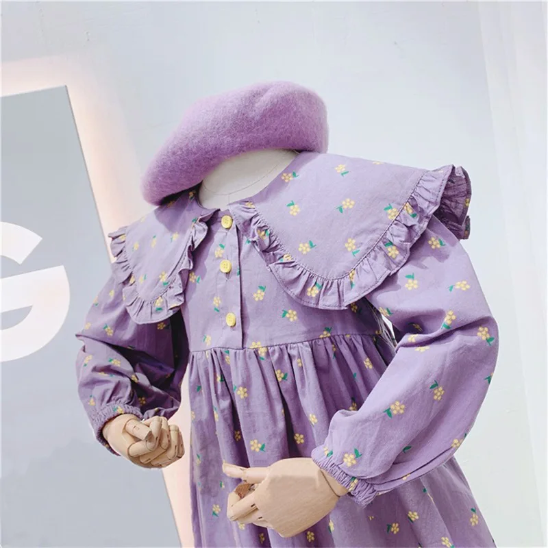 MILANCEL Girls' Spring and Autumn Clothing 1-7Y Children's Small Floral Lapel Long Sleeve Dresses Girl Kid's Princess Dress - imagen 4