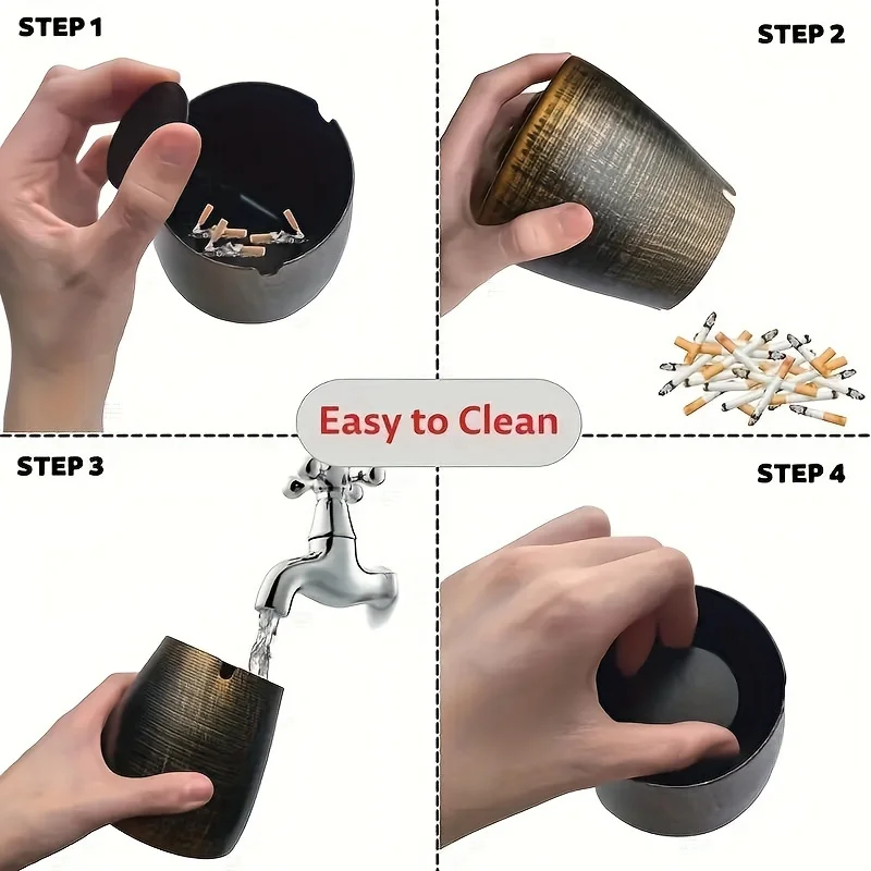 Cenicero metálico exterior con tapa – Resistente al viento e inodoro - imagen 4
