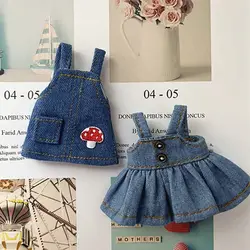 Ob11 falda tirantes mezclilla y camisa blanca para muñeca BJD
