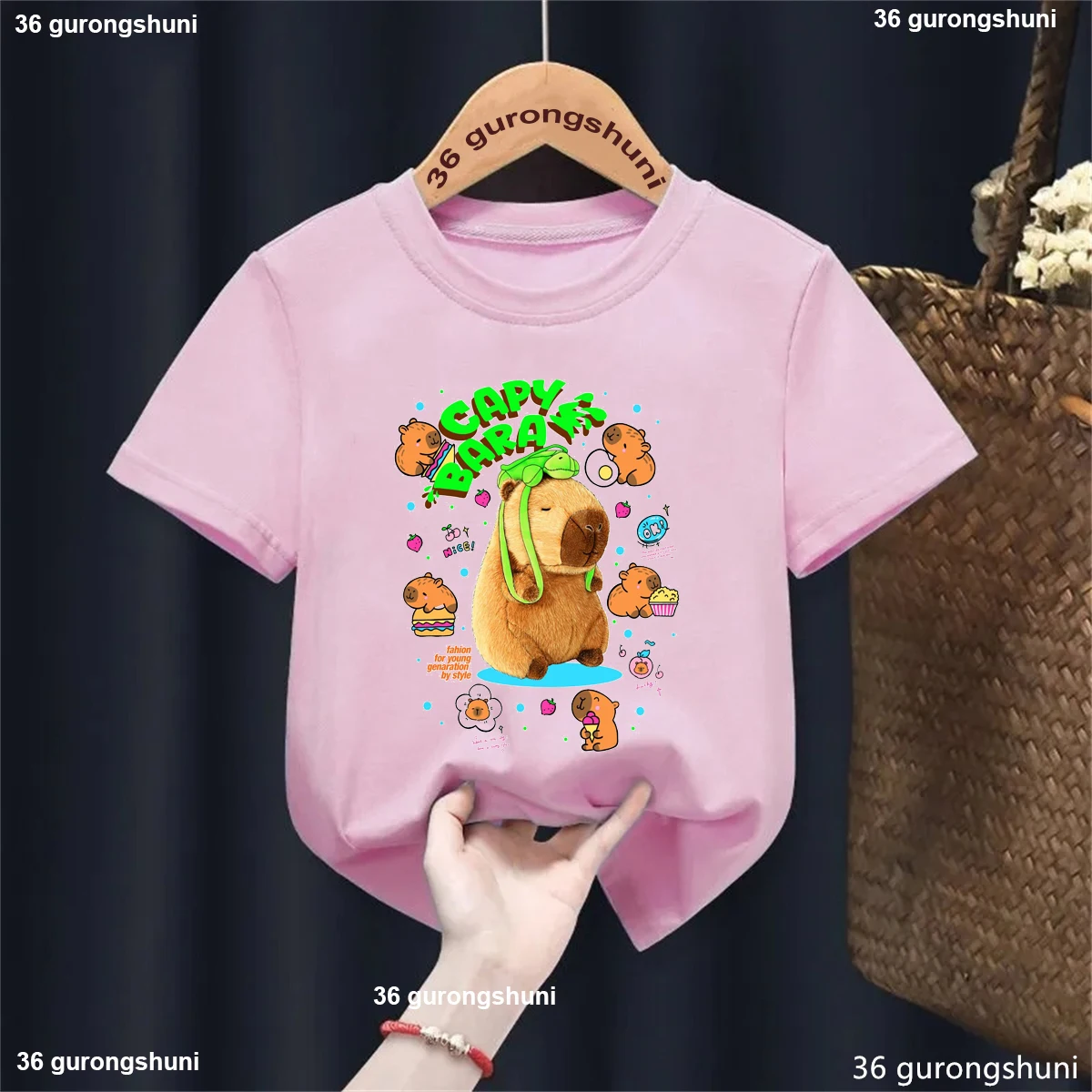 Camiseta con estampado de muñeco de capibara grande y bonito para amantes del capio, regalo para niños y niñas, ropa para niños, camisetas de manga corta Harajuku - imagen 4