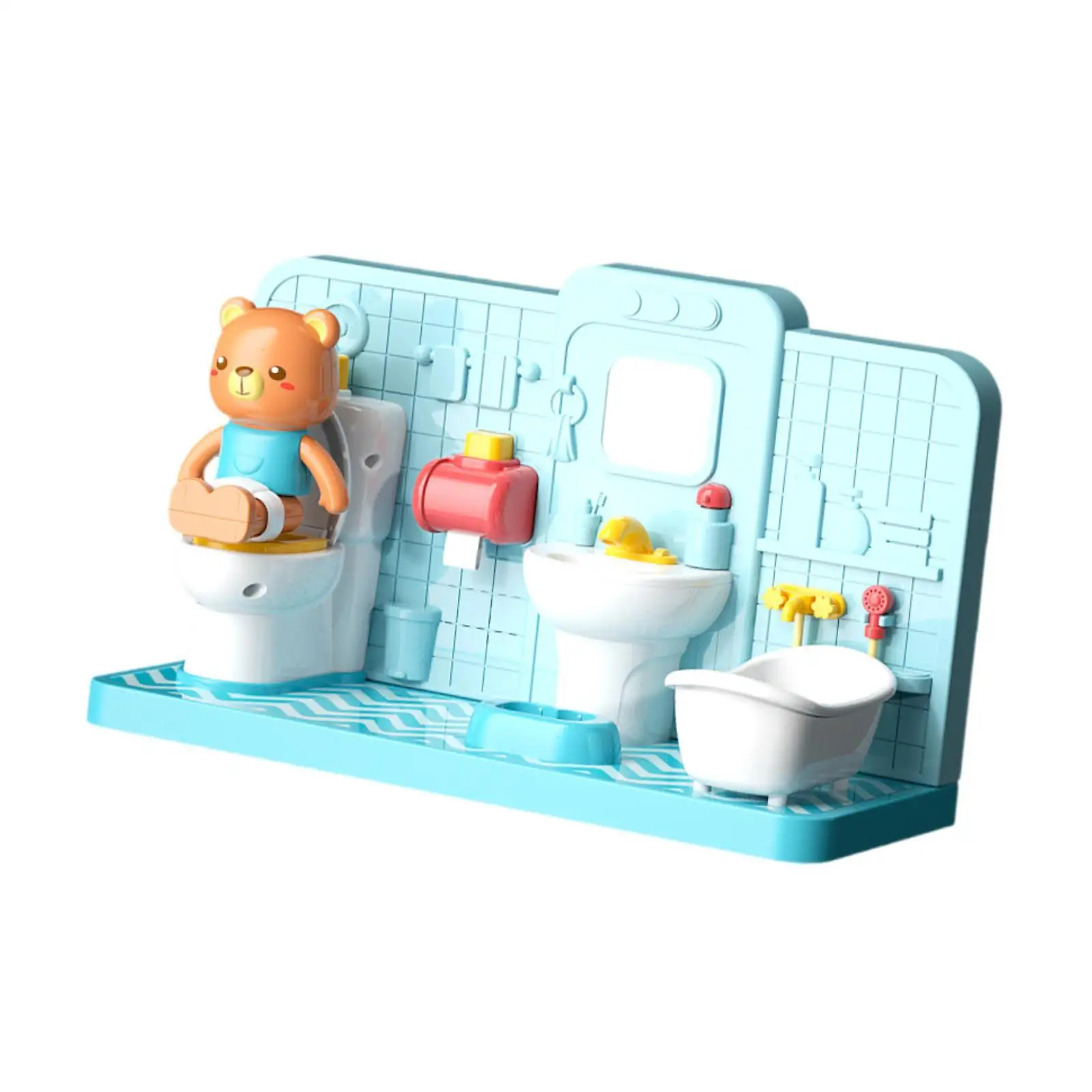 Dollhouse Bathroom Set Pretend Play Toy Dollhouse Toilet Bathtub Play House
