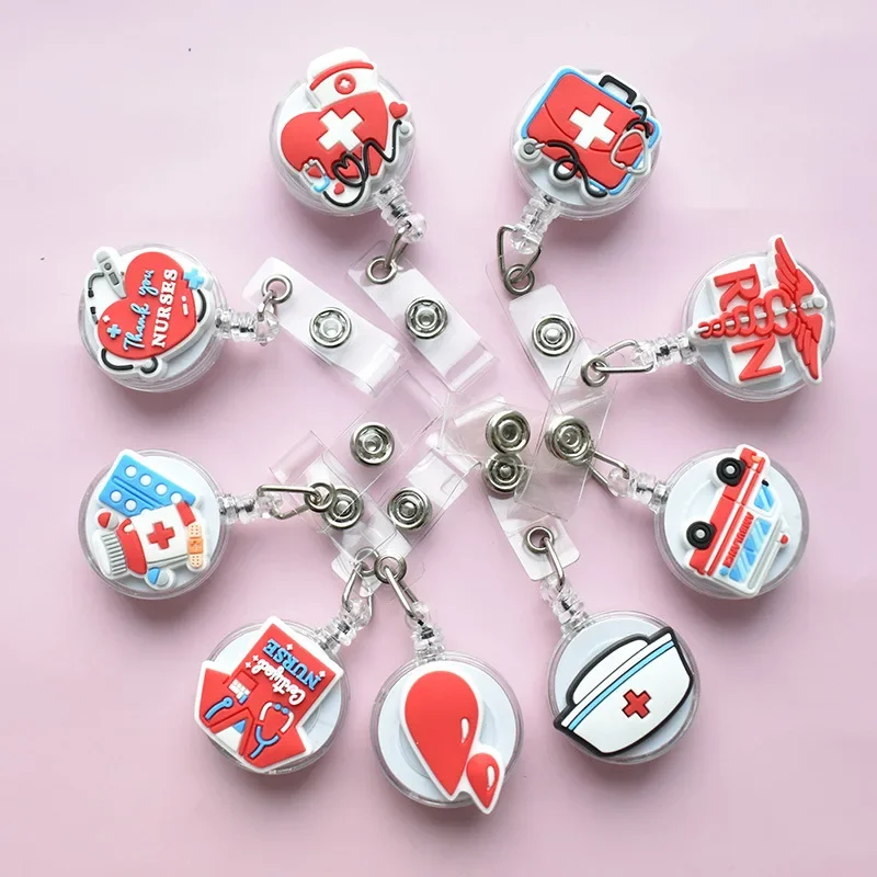 Suministros médicos bonitos, carrete de insignia retráctil de silicona de 60cm, exposición de Estudiante, Enfermera, Tarjeta De Nombre, tarjeta de identificación, pecho, 1 ud. - imagen 2