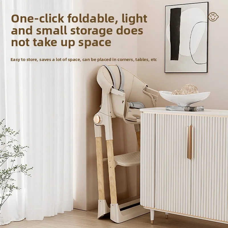 Silla de comedor plegable para niños, silla de mesa ligera y práctica, asiento elevador para comer antiribaltes, silla lateral con bandeja para niños - imagen 4