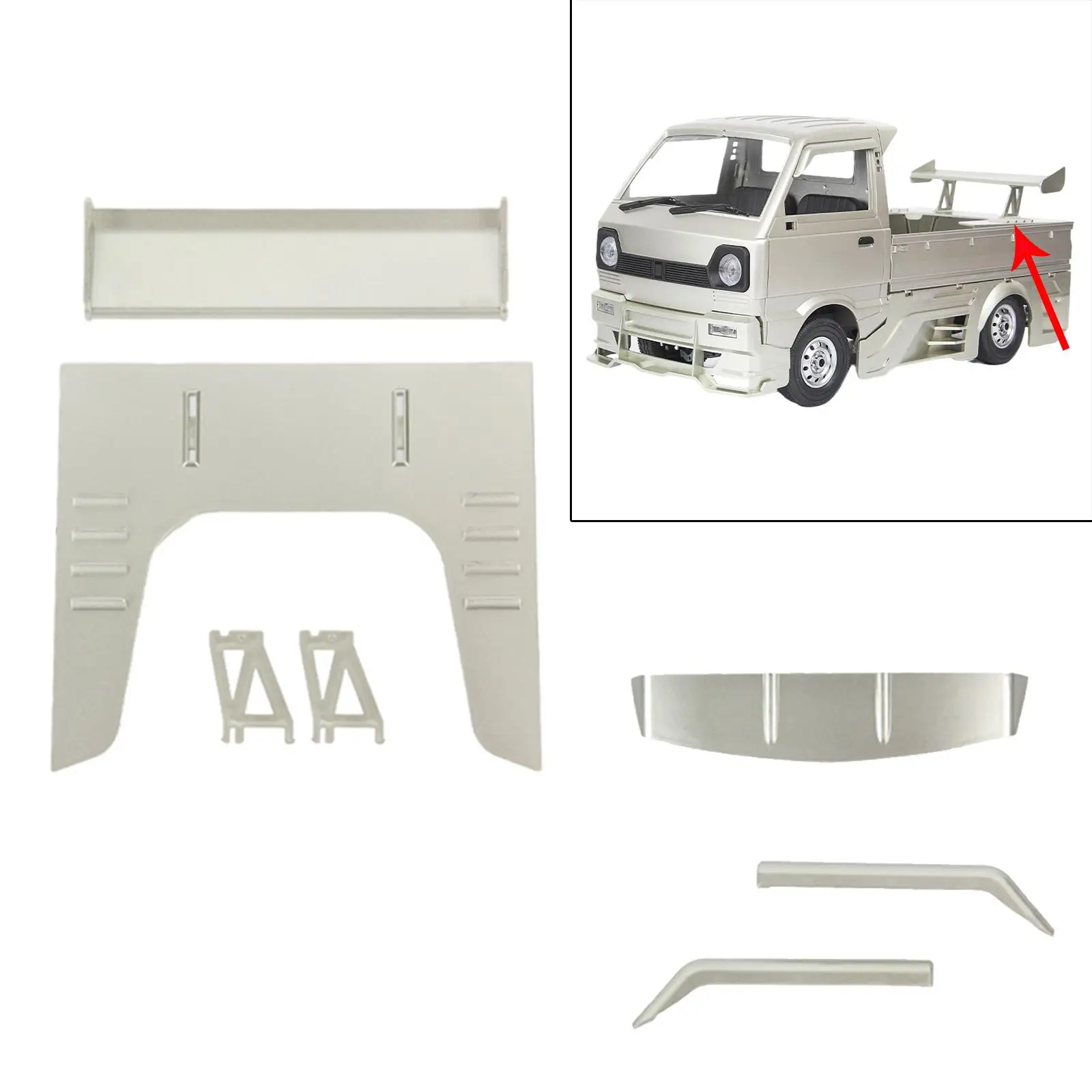 Alerón trasero de plástico para coche teledirigido, decoración mejorada para WPL D12 2WD 1:10 RC, camión de recogida, Kits de piezas de repuesto para coche teledirigido, accesorios - imagen 3