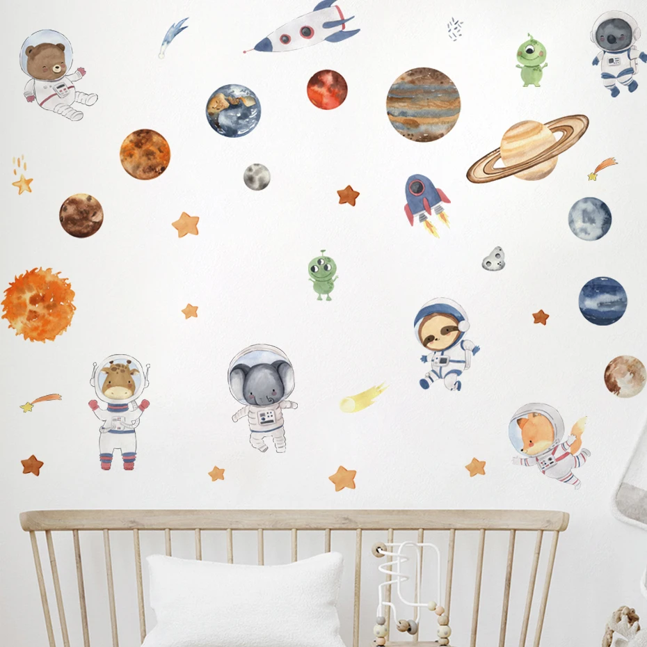 Pegatinas pared estrellas astronauta sistema Solar para habitación niño - imagen 5