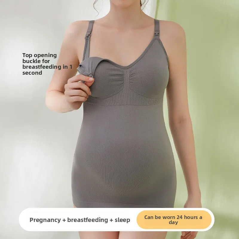 Camisola de Lactancia de Maternidad de Tirantes Largos: Cierre de Broches Delanteros, Copas de Cobertura Total, Sujetador Incorporado, Soporte para la Lactancia Posparto - imagen 3