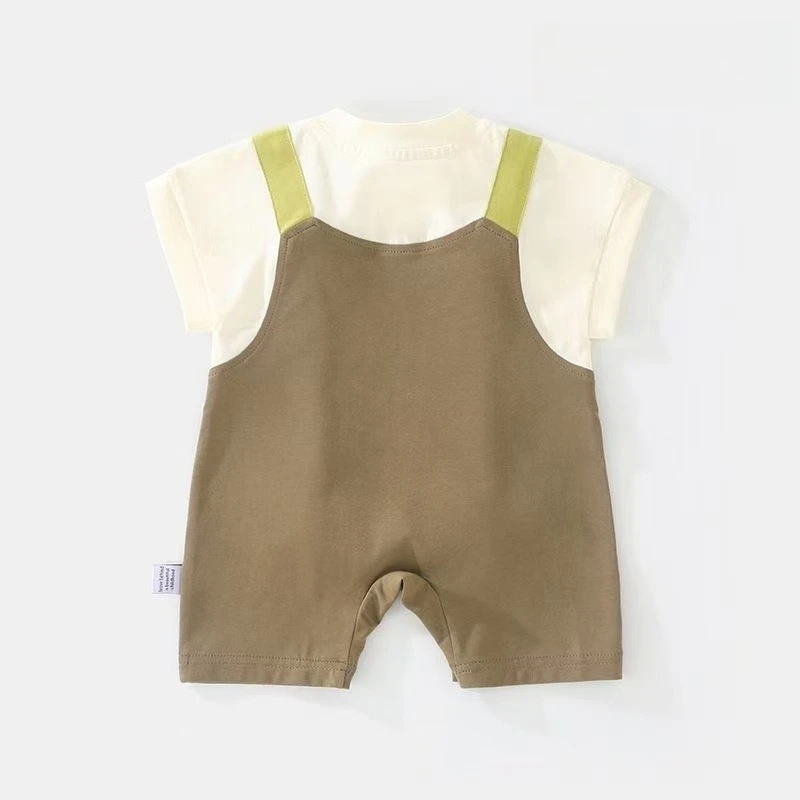 Pelele Unisex de dos piezas falso de verano para niños y niñas, mono con diseño de rana 3D, mono transpirable de manga corta para exteriores - imagen 3