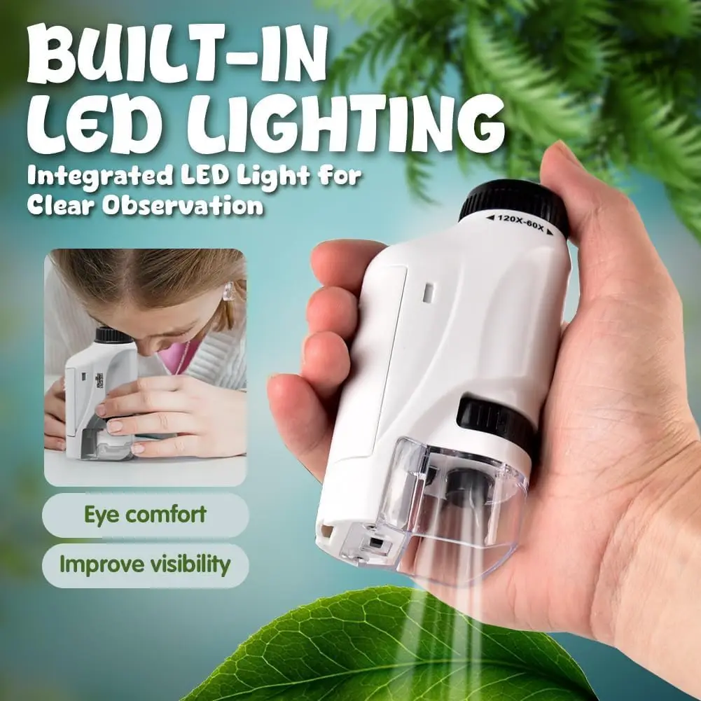 Microscopio portátil de mano, Mini conjunto de equipo de experimentos científicos para estudiantes de escuela primaria y secundaria, juguete para regalo - imagen 3