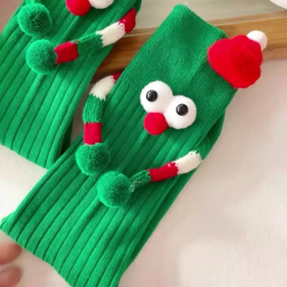 Calcetines navideños con diseños 3D transpirables, calcetines de tubo medio con ojos grandes de dibujos animados, calcetines bonitos de Navidad para fiesta infantil - imagen 5