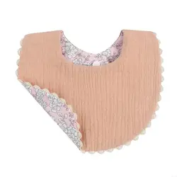 D7YD babero algodón doble para alimentación recién nacido, toalla para Saliva, Bandana, bufanda tela para