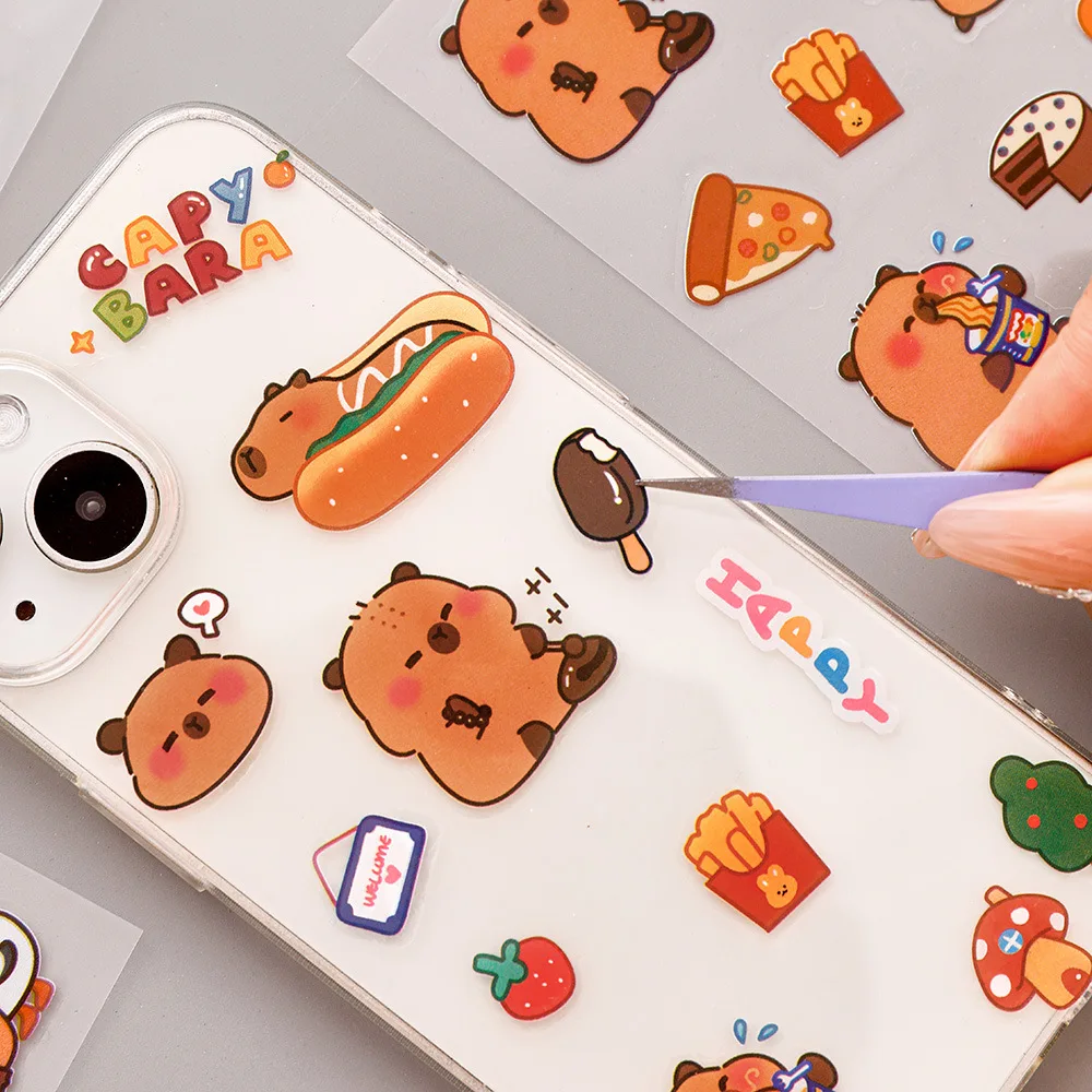 Emoticones de capibara, pegatinas de grafiti impermeables para casco, bicicleta, cuenta de mano, estuche para lápices, calcomanías - imagen 4