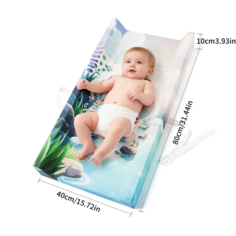PU portátil para bebés de 0 a 1 año, alfombrilla para cambiador de pañales de 80x40x10cm, almohadilla de lactancia, barrera de orina, almohadilla para cambiador - imagen 2