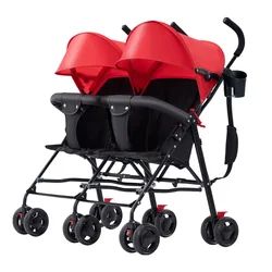 Cochecito doble plegable con asiento y reposabrazos desmontable