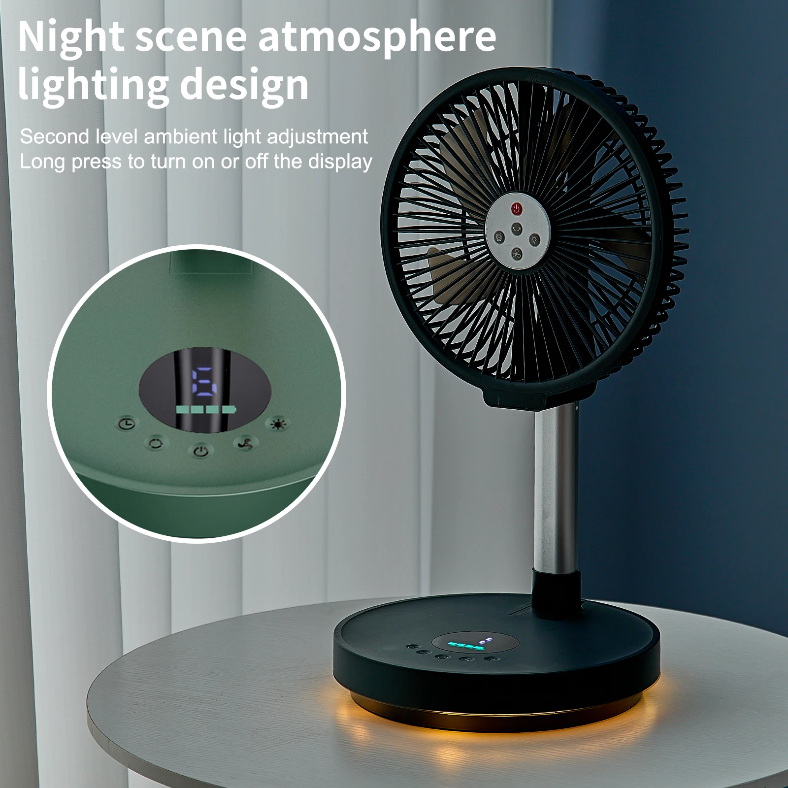 Ventilador de pie portátil con mando a distancia, ventilador de escritorio plegable, aspa de ventilador de 10 pulgadas, ventilador de Pedestal recargable para acampar - imagen 3