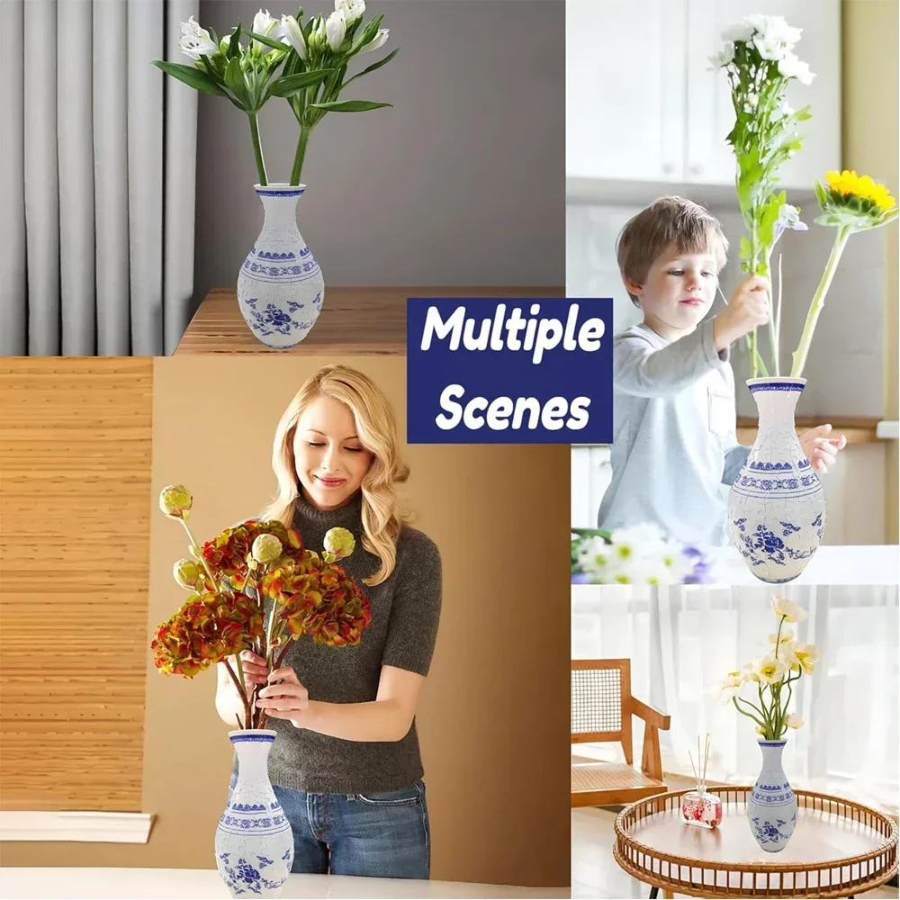 Puzle de flores para niños – Plástico en azul y blanco - imagen 5