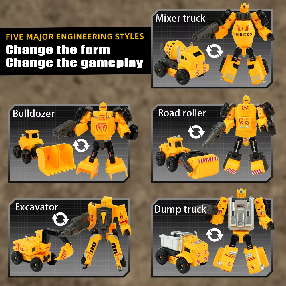 Robot transformable vehículos de construcción para niños – Desmontable - imagen 5