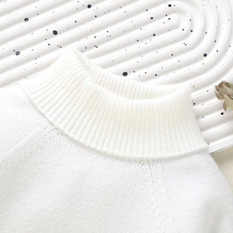 Suéteres de punto para bebé, Jersey informal de punto de manga larga con cuello de tortuga liso, jerséis de punto para niño y niña, jerséis para niños de 1 a 3 años, Tops - imagen 3