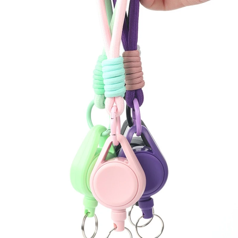 Soporte de Cable antipérdida multifuncional con cuerda para muñeca, llavero retráctil, cerradura de puerta, soporte de tarjeta de identificación con hebilla retráctil