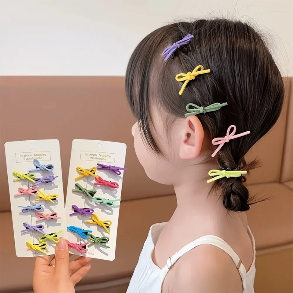 10 Uds. Pinzas para el cabello BB sólidas, bonitos lazos, cinta para niñas, pasadores con lazo, horquillas para bebés, tocados, Mini accesorios para el cabello para niños, conjunto de regalos