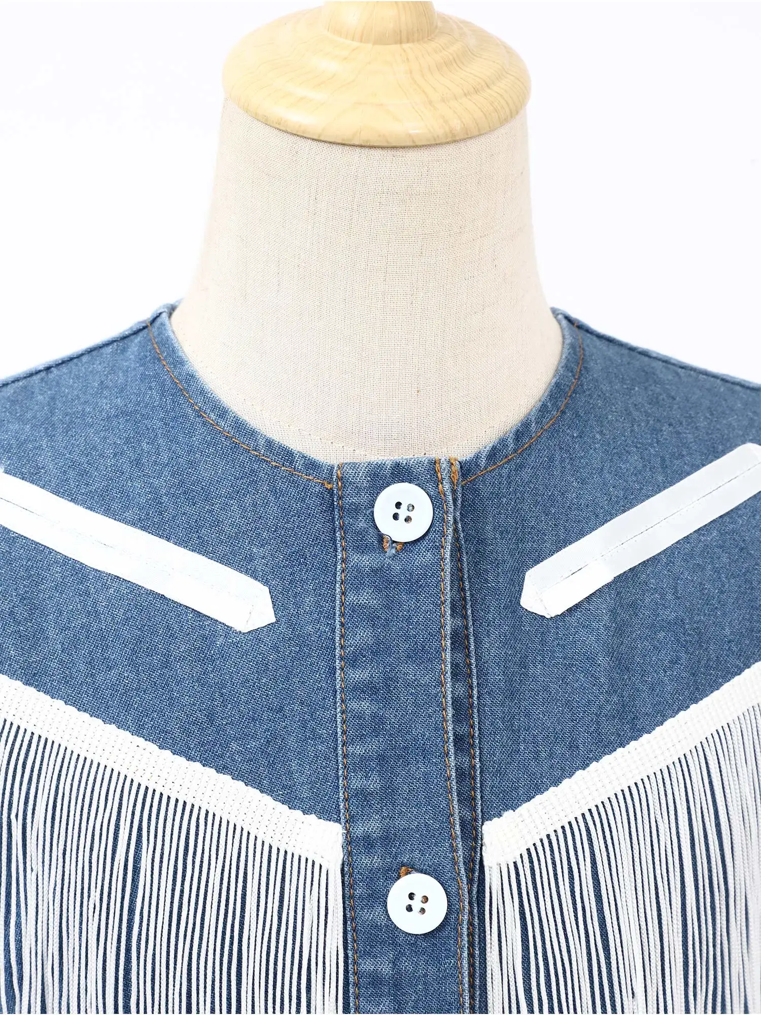 Vestido vaquero de mezclilla para niña – Corte A sin mangas con botones - imagen 4