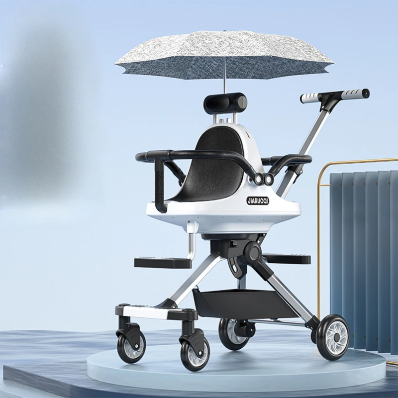 Cochecito doble de aleación de aluminio, configuración del asiento delantero trasero con absorción de impactos, parachoques de seguridad de diseño plegable - imagen 5