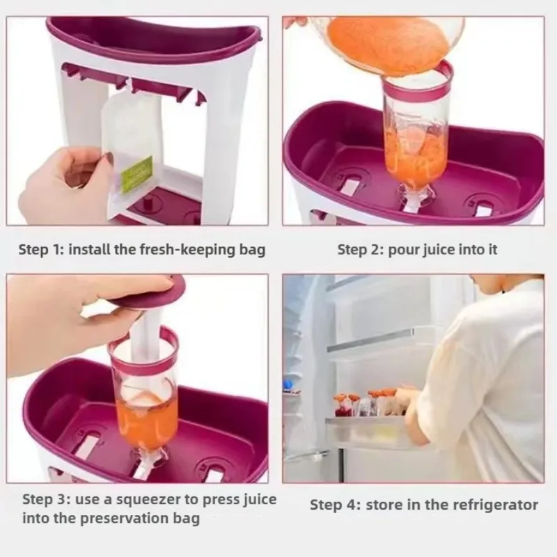 Juego de dispensador de comida para bebés de primera calidad de 10 piezas: bolsa de frescura de calabaza, contenedor de frutas hermético, relleno de polvo fácil de verter - imagen 4