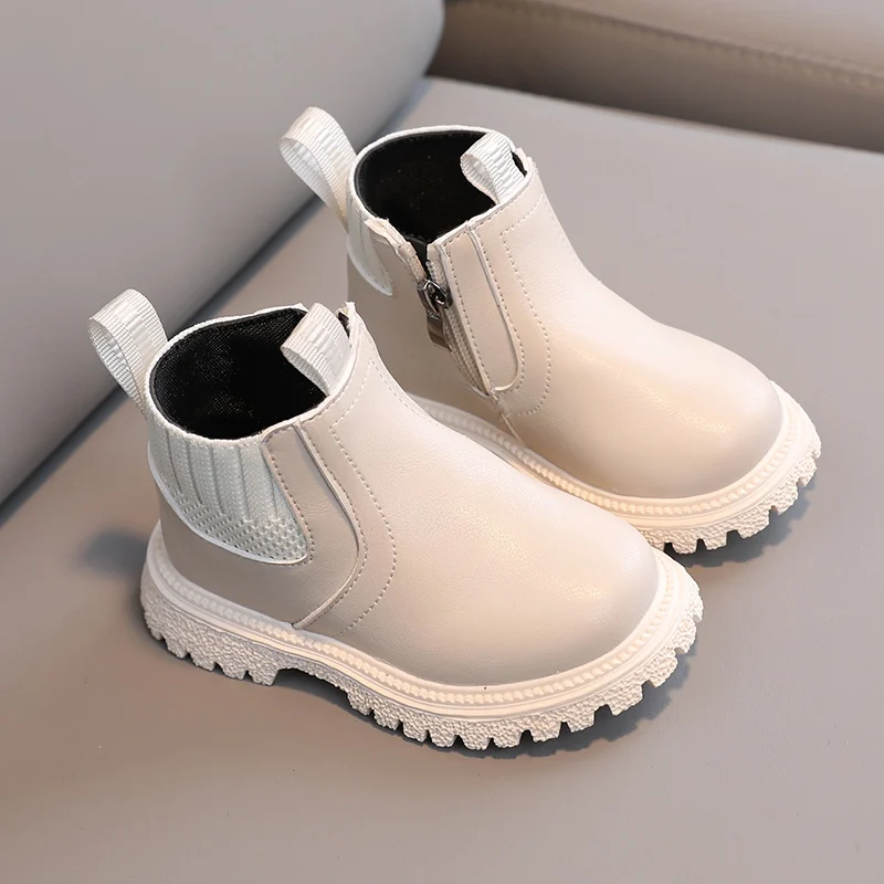 Botas de invierno para niños y niñas, botines cortos antideslizantes con cremallera lateral, estilo británico - imagen 5