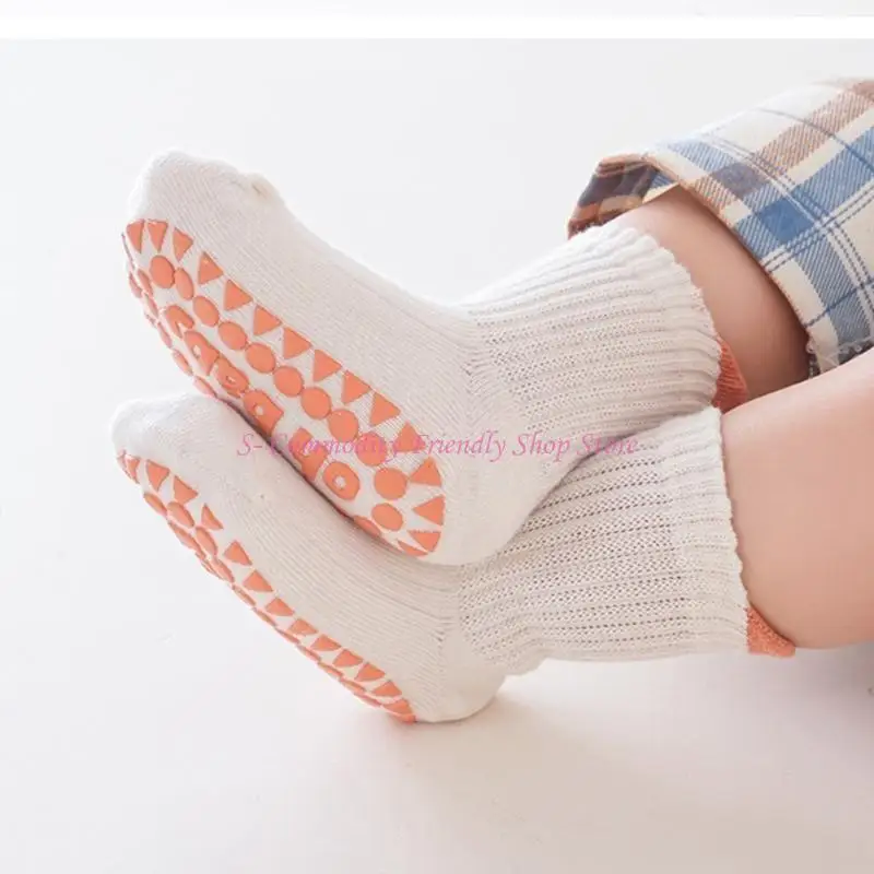 85AE 3 pares calcetines tobilleros para bebé, calcetines agarre elástico alto, calcetines con agarre para niños pequeños, - imagen 5