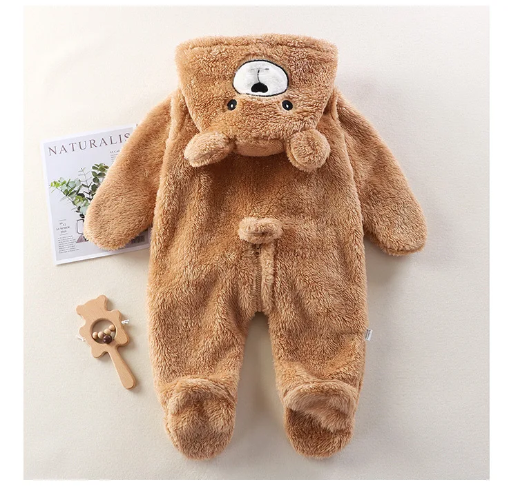 Baby Home Onesie Otoño e Invierno bebé lindo dibujos animados Panda conejo oso Onesie salir bata de felpa - imagen 4