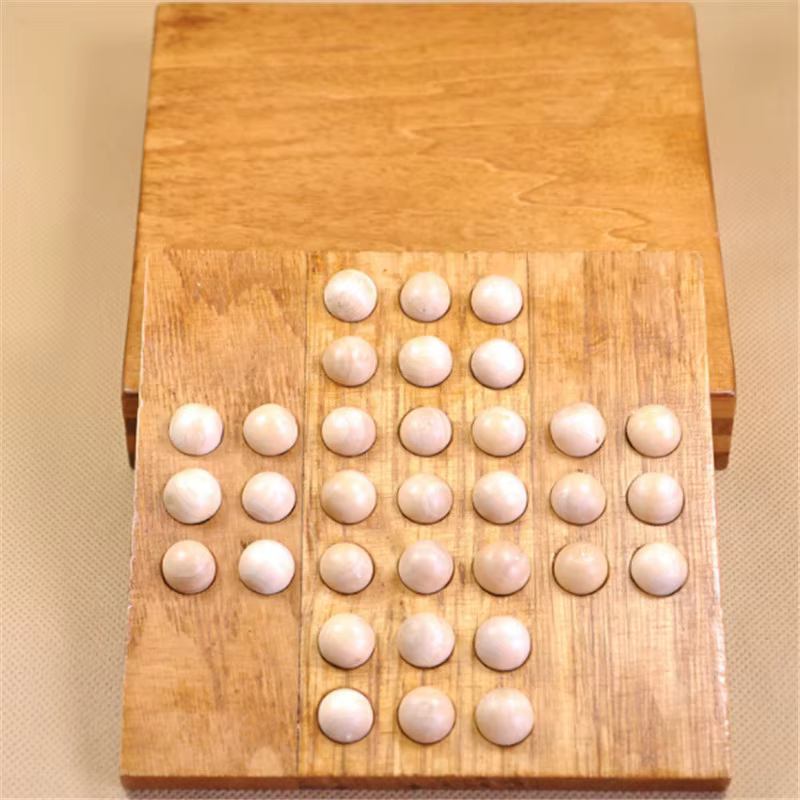 Juego solitario madera mármol infantil familiar caja almacenamiento - imagen 5